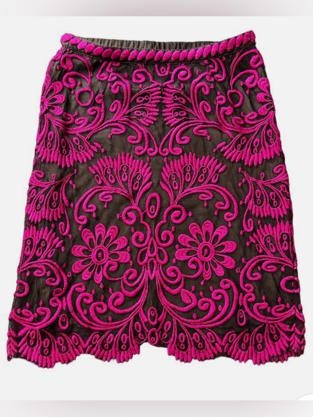 Anthropologie X Yoana Baraschi Whimsygoth Embroidered Floral Lace Overlay Skirt - Picture 4 of 10